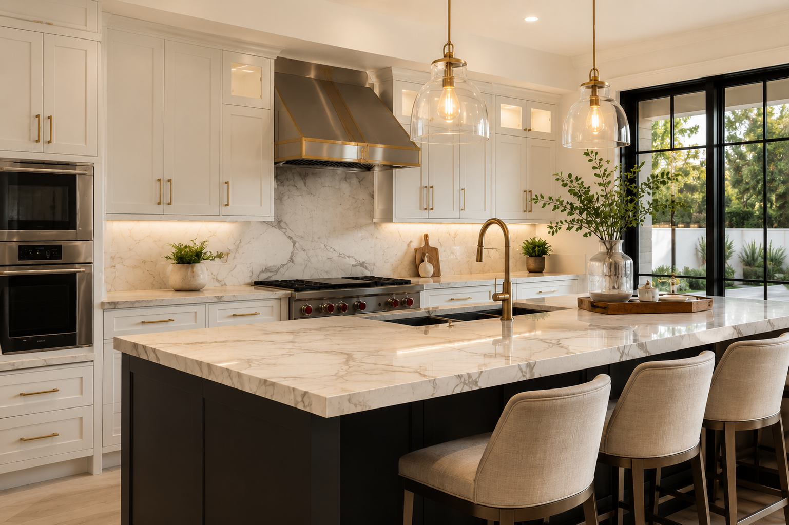 Luxury custom kitchen remodel in an Orange County coastal home