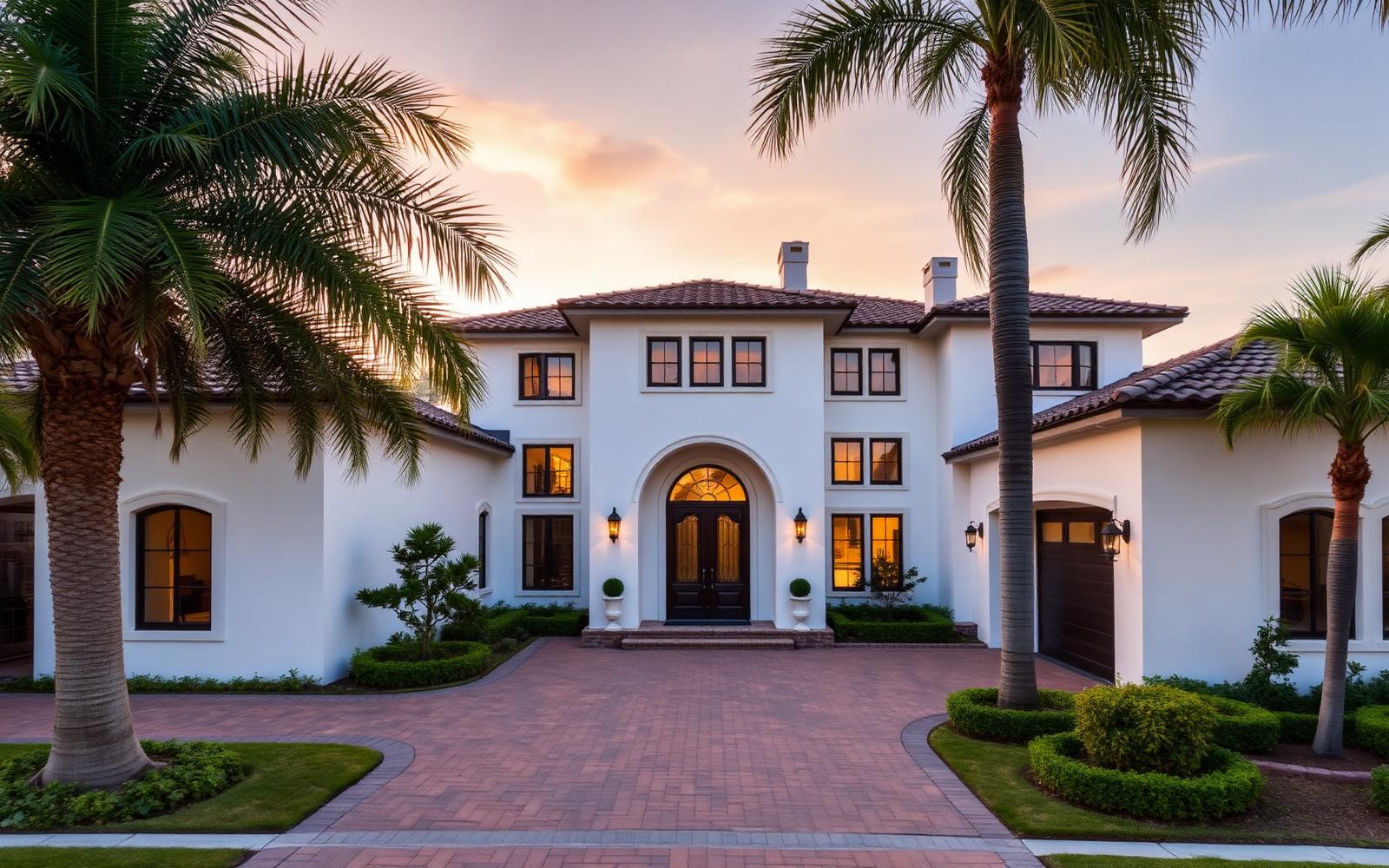 Luxury Orange County California coastal home at golden hour